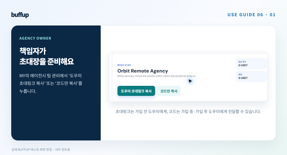 Buttons for the agency manager to copy an assistant invitation link and copy only the code